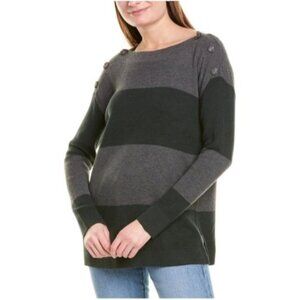 Vince Camuto Gray/Green Button Shoulder Sweater Size Medium  NWT